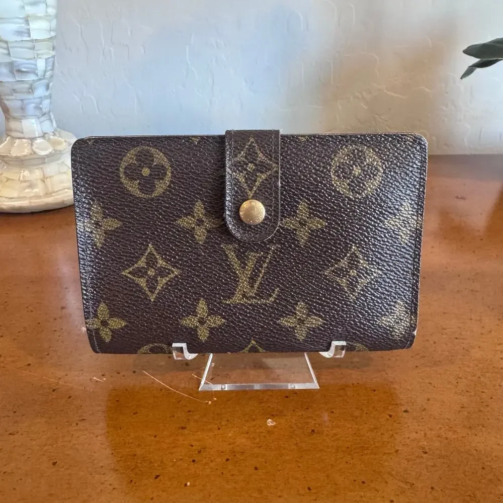Louis Vuitton Monogram French Kisslock Bifold Wallet Vintage Authentic